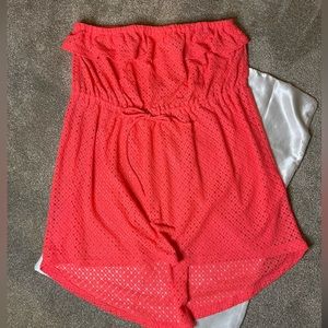 OP strapless swim cover up cut-out tie waist